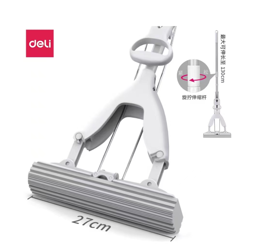 得力/deli 19501 拖布  加寬膠棉頭  38cm雙排擠水滾輪